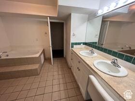 3013 N 100 W, Provo, UT 84604 - bathroom with a garden tub, tile patterned flooring, and double vanity