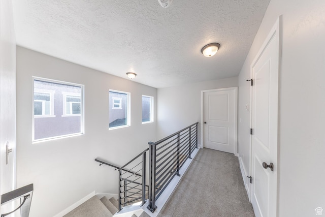 3333 W 3745th St S, West Haven, UT 84401 - corridor with an upstairs landing, carpet floors, a textured ceiling, and baseboards
