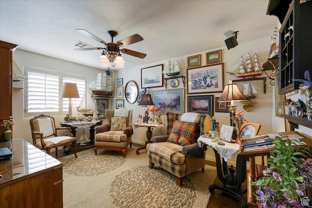 2198 W 1465 N, St George, UT 84770 - living area featuring a ceiling fan and baseboards