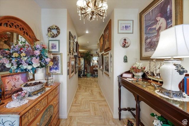 2198 W 1465 N, St George, UT 84770 - hallway with a chandelier, baseboards, and recessed lighting