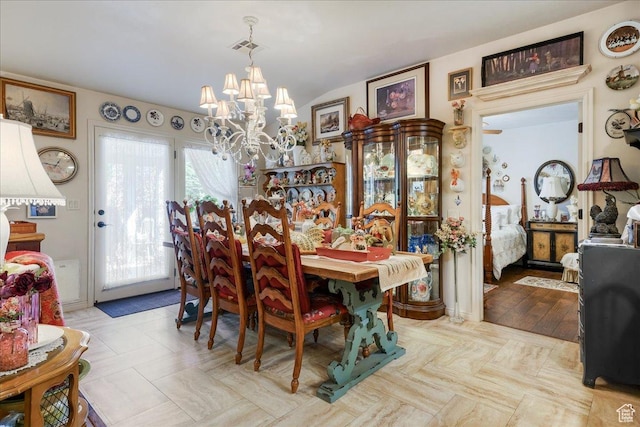 2198 W 1465 N, St George, UT 84770 - dining space with a chandelier and lofted ceiling