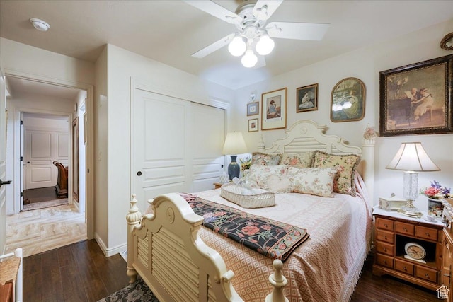 2198 W 1465 N, St George, UT 84770 - bedroom with wood finished floors, a closet, baseboards, and a ceiling fan