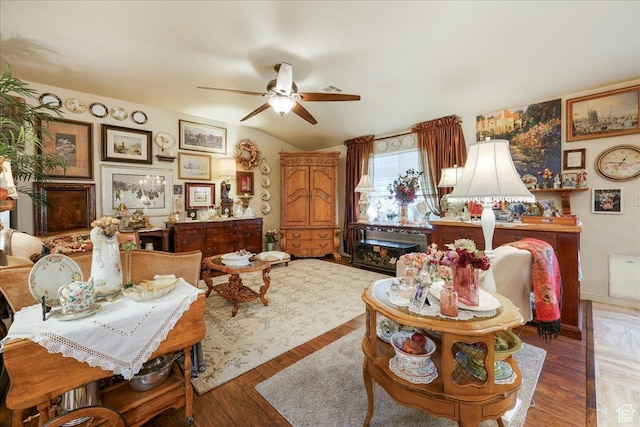 2198 W 1465 N, St George, UT 84770 - living area with ceiling fan, wood finished floors, and vaulted ceiling