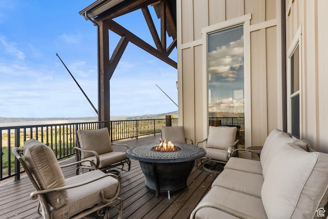 1560 Reserve Dr, Fish Haven, ID 83287 - wooden terrace with an outdoor living space with a fire pit