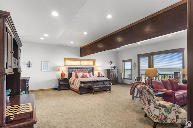 1560 Reserve Dr, Fish Haven, ID 83287 - bedroom featuring recessed lighting, light carpet, and baseboards