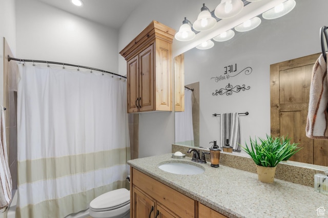 1560 Reserve Dr, Fish Haven, ID 83287 - full bathroom with toilet, vanity, and shower / bathtub combination with curtain