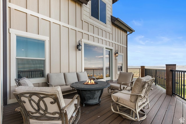 1560 Reserve Dr, Fish Haven, ID 83287 - deck featuring an outdoor living space with a fire pit