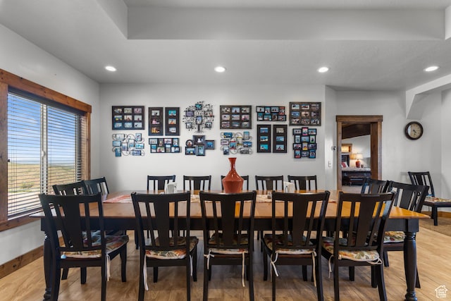 1560 Reserve Dr, Fish Haven, ID 83287 - dining room featuring baseboards, recessed lighting, and light wood-style flooring