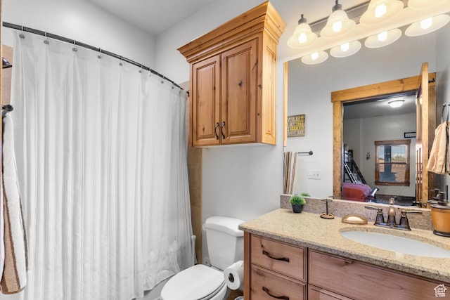 1560 Reserve Dr, Fish Haven, ID 83287 - full bath with vanity, toilet, and curtained shower