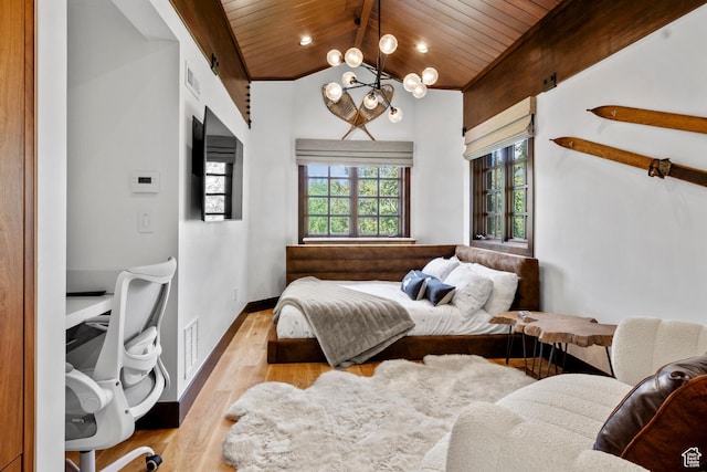 8120 Cache Dr Unit 9, Park City, UT 84060 - bedroom with wood ceiling, wood finished floors, a chandelier, and baseboards