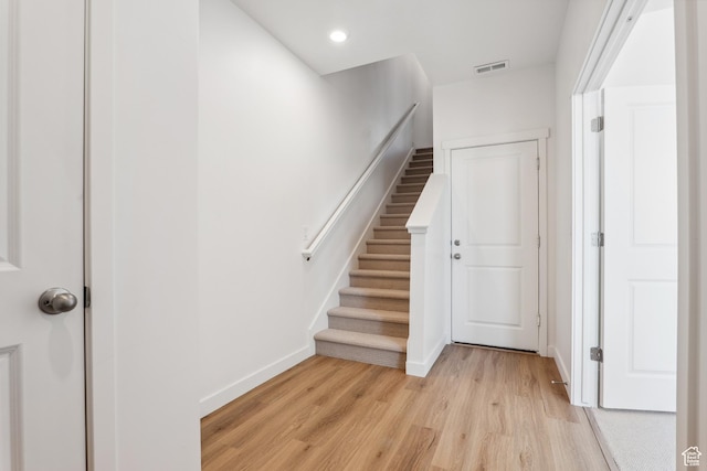 6656 W 11800 S Unit 619, South Jordan, UT 84009 - staircase with wood finished floors, baseboards, and recessed lighting