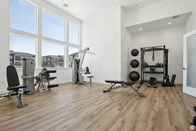 3722 W 1440 N Unit F301, Lehi, UT 84043 - exercise room with light wood-type flooring, recessed lighting, and baseboards