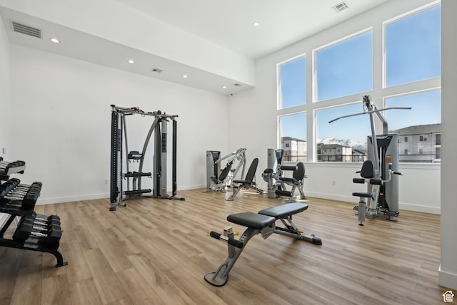 3722 W 1440 N Unit F301, Lehi, UT 84043 - exercise room with light wood-style flooring, recessed lighting, and baseboards