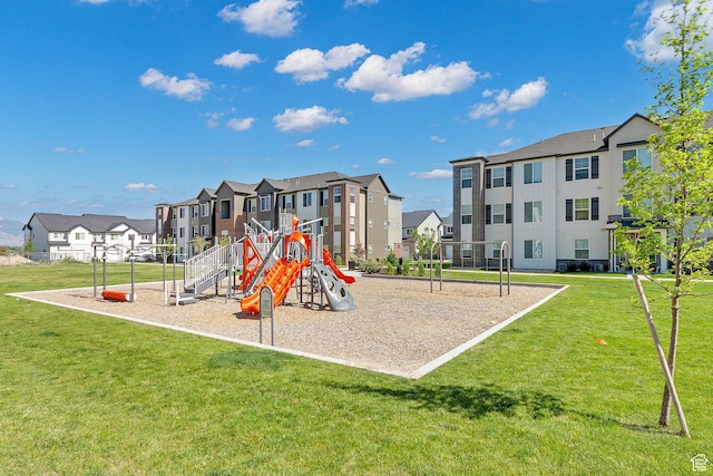 3722 W 1440 N Unit F301, Lehi, UT 84043 - communal playground featuring a residential view and a yard