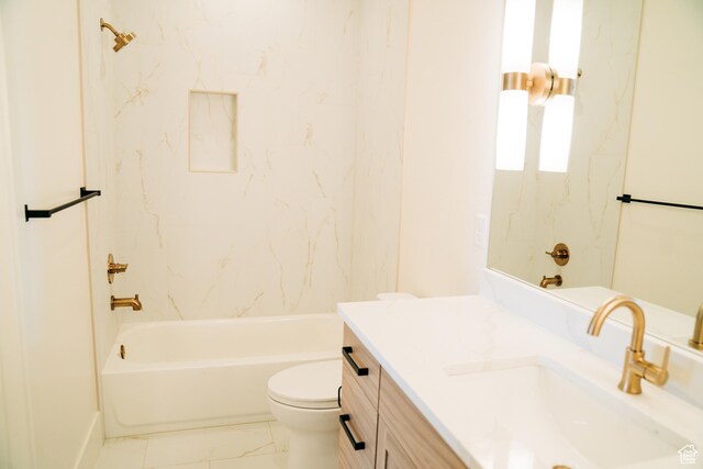 2775 S Rowan Ln, St George, UT 84790 - bathroom featuring vanity, toilet, marble finish flooring, and bathing tub / shower combination