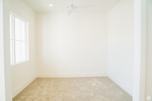 2775 S Rowan Ln, St George, UT 84790 - spare room featuring light carpet, baseboards, a ceiling fan, and recessed lighting