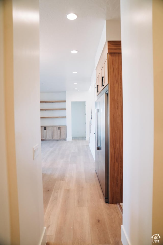 2775 S Rowan Ln, St George, UT 84790 - hallway with light wood-style flooring and recessed lighting