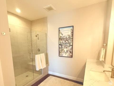 795 E Miner Way, Hideout, UT 84036 - full bathroom with a shower stall, baseboards, and vanity