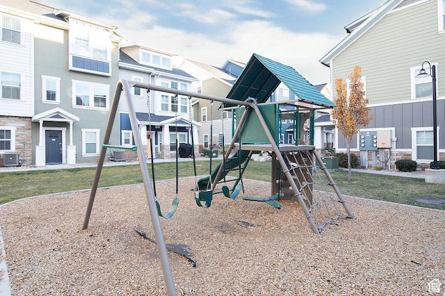 347 N 750 E, Vineyard, UT 84059 - community playground with central air condition unit, a residential view, and a lawn