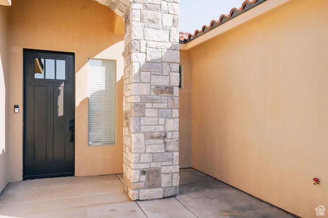 579 N Staci Dr, Hurricane, UT 84737 - property entrance featuring stucco siding and a tile roof
