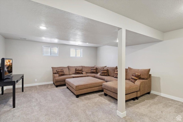 846 E 5600 S, South Ogden, UT 84405 - living room with a textured ceiling, light carpet, and recessed lighting
