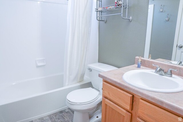 197 W 1750 N, Lehi, UT 84043 - bathroom featuring vanity, shower / bathtub combination with curtain, and wood finished floors
