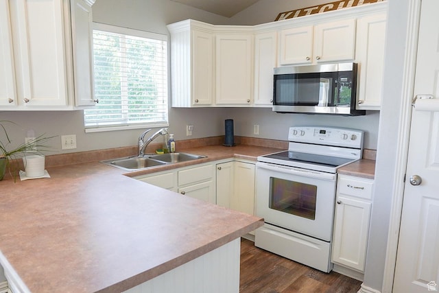197 W 1750 N, Lehi, UT 84043 - kitchen featuring stainless steel microwave, white electric stove, white cabinets, and light countertops