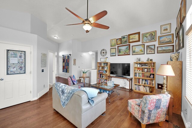 7443 W Perennial Dr, Magna, UT 84044 - living area featuring a ceiling fan and wood finished floors