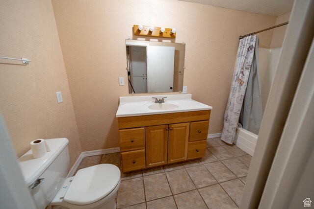 617 Aspen Cir, Price, UT 84501 - bathroom featuring vanity, tile patterned floors, and shower / tub combo with curtain