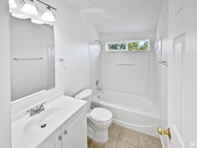 2238 N Harvest Moon Dr, Saratoga Springs, UT 84045 - bathroom with bathing tub / shower combination, vanity, and tile patterned flooring