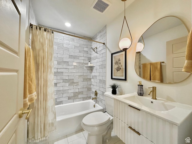 5862 S Ayrshire Dr, Murray, UT 84107 - bathroom featuring vanity, shower / tub combo with curtain, and tile patterned flooring