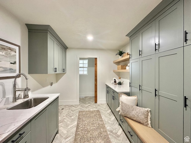 5862 S Ayrshire Dr, Murray, UT 84107 - laundry area featuring cabinet space and brick floors