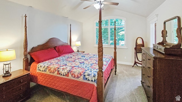 1812 E 1460 S, Spanish Fork, UT 84660 - carpeted bedroom with vaulted ceiling and a ceiling fan