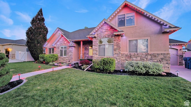 1812 E 1460 S, Spanish Fork, UT 84660 - view of front facade with stone siding, stucco siding, and a gate