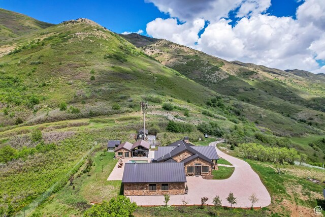 370 S Got Teeth Ln E, Emigration Canyon, UT 84108 - aerial view of property and surrounding area featuring a mountain backdrop