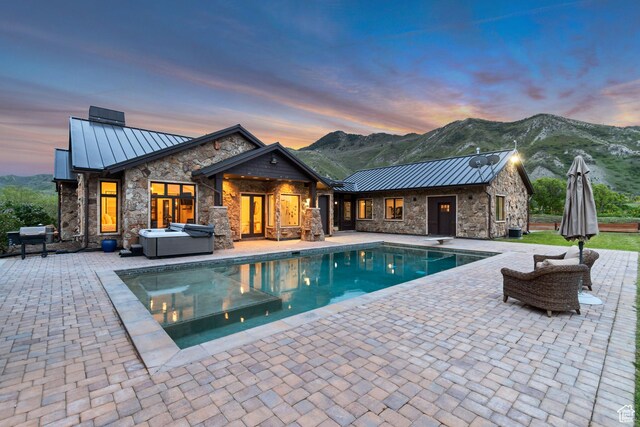 370 S Got Teeth Ln E, Emigration Canyon, UT 84108 - outdoor pool featuring a patio area, outdoor lounge area, and a mountain view
