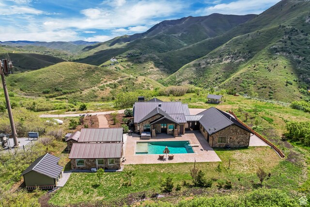 370 S Got Teeth Ln E, Emigration Canyon, UT 84108 - view from above of property featuring a pool and a mountainous background