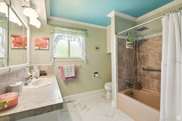 1188 N 600 E, Logan, UT 84341 - full bath with vanity, crown molding, shower / bath combo, and marble finish flooring