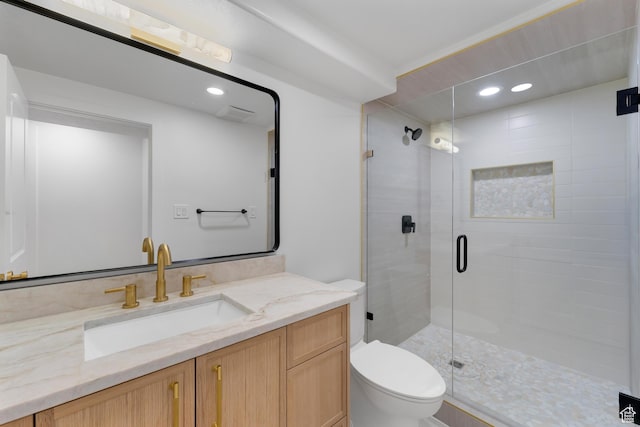 2795 E Palma Way, Cottonwood Heights, UT 84121 - full bathroom with vanity, a shower stall, and recessed lighting
