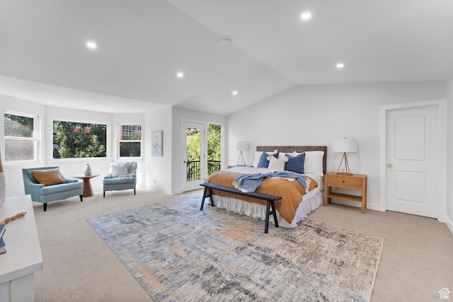 2795 E Palma Way, Cottonwood Heights, UT 84121 - bedroom featuring carpet flooring, access to outside, recessed lighting, and lofted ceiling
