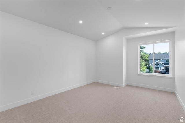 2795 E Palma Way, Cottonwood Heights, UT 84121 - unfurnished room with recessed lighting, light colored carpet, and vaulted ceiling