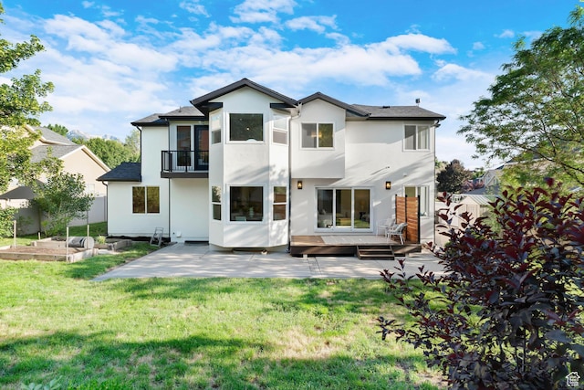 2795 E Palma Way, Cottonwood Heights, UT 84121 - rear view of house with a balcony, a patio, and stucco siding