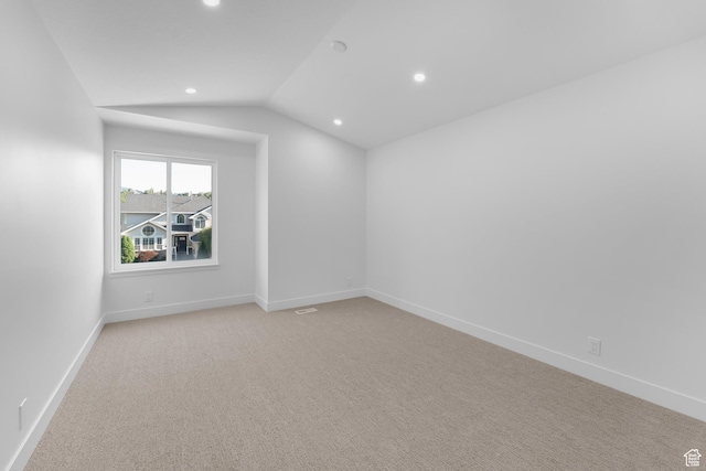 2795 E Palma Way, Cottonwood Heights, UT 84121 - spare room featuring recessed lighting, light colored carpet, and vaulted ceiling