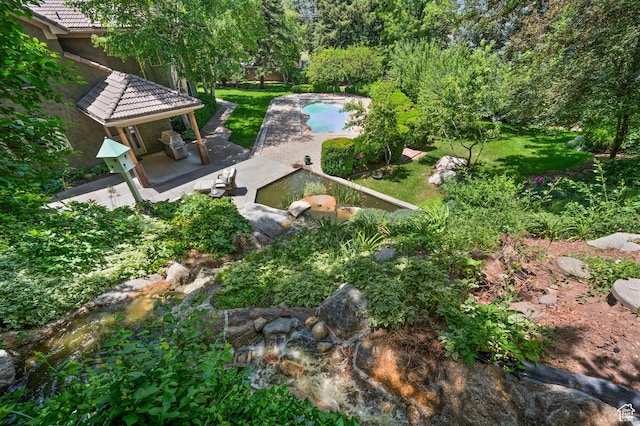5757 S Holladay Blvd E, Holladay, UT 84121 - view of yard with a gazebo, a patio, and an outdoor pool