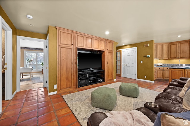 5757 S Holladay Blvd E, Holladay, UT 84121 - living room featuring light tile patterned flooring and recessed lighting