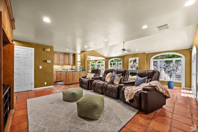 5757 S Holladay Blvd E, Holladay, UT 84121 - tiled living area with a ceiling fan and recessed lighting