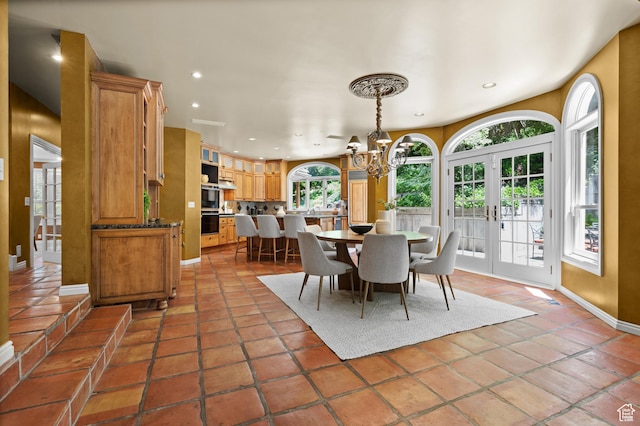 5757 S Holladay Blvd E, Holladay, UT 84121 - dining room featuring recessed lighting, a chandelier, and tile patterned floors