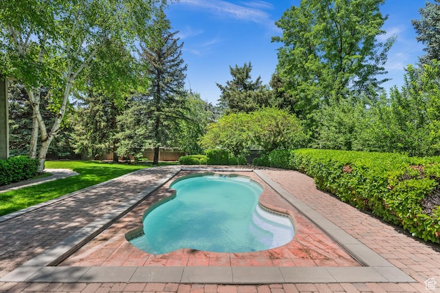 5757 S Holladay Blvd E, Holladay, UT 84121 - swimming pool with a fenced backyard and view of wooded area