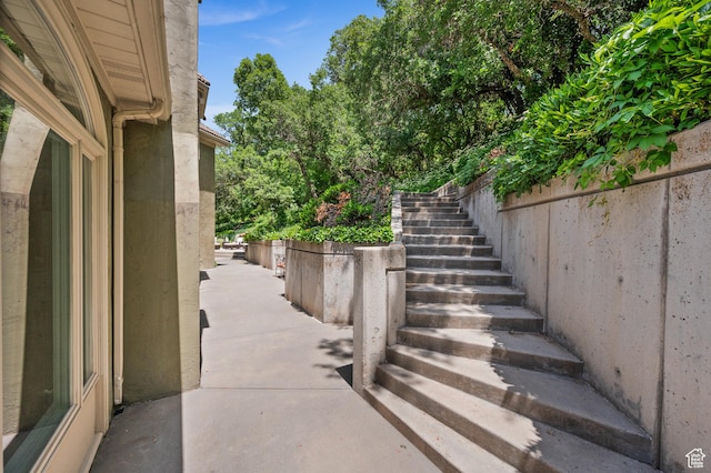 5757 S Holladay Blvd E, Holladay, UT 84121 - view of patio featuring stairway