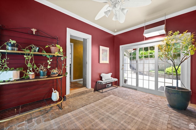 5757 S Holladay Blvd E, Holladay, UT 84121 - interior space with ceiling fan and crown molding